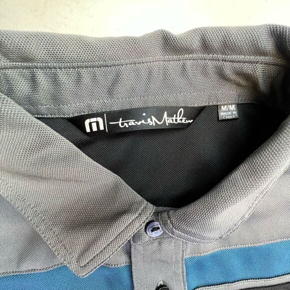 Travis Matthew Men's Striped Short Sleeve Golf Polo Shirt Black Gray Medium - Picture 13 of 13